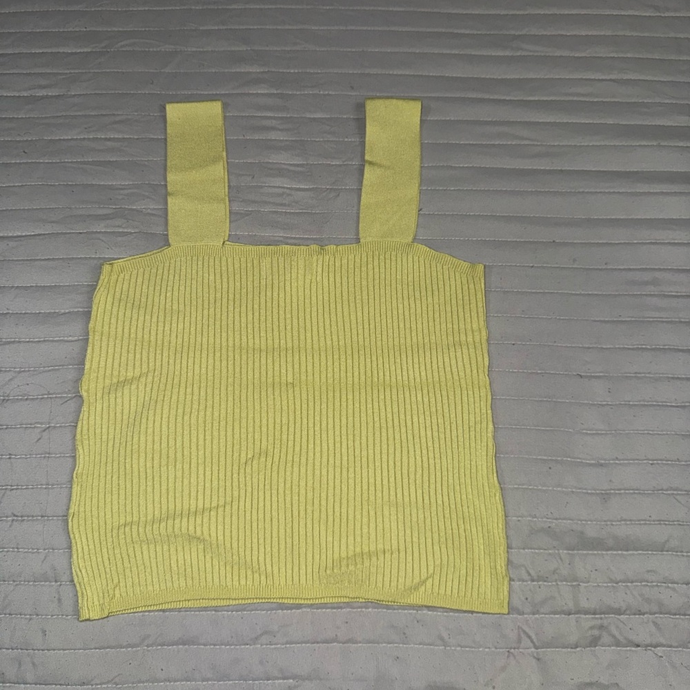 Shyanne Ribbed Square-Neck Tank in Light Lime